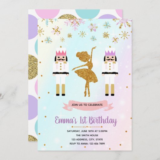 Fée Noël invitation anniversaire (Devant / Derrière)