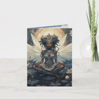 Fée noire assise sur une plaque de Lily