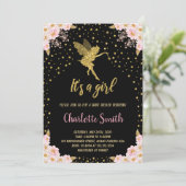 Fée noire Floral Baby Shower Invitations (Debout devant)