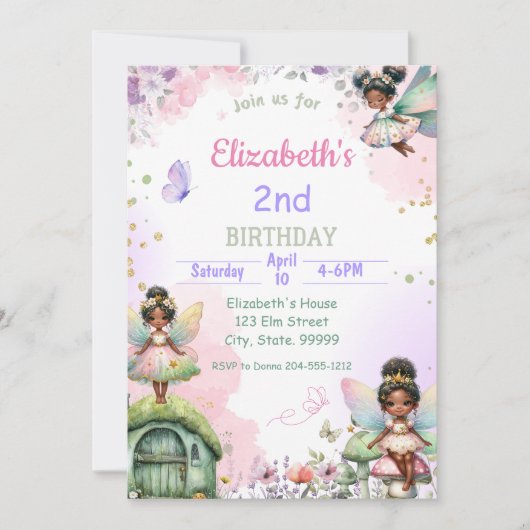 Fée noire Invitation pour fille (Devant)