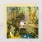 Fee op paddestoel & fantasie draak (Voorkant / Achterkant)