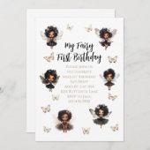 Fée Papillon Anniversaire Invitation Afro Fairy (Devant / Derrière)