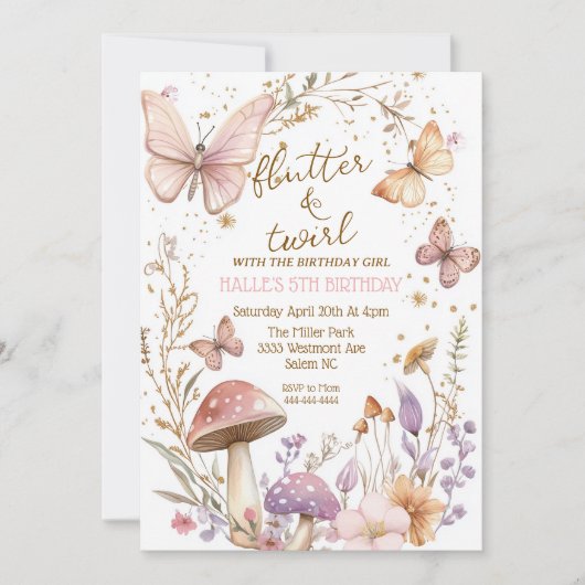 Fée papillon anniversaire whimisi invitation de fê (Devant)