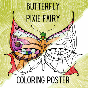 Fée Pixie Papillon - Poster de coloration pour adu