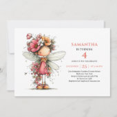 Fée Radieuse Fille 7e Anniversaire Invitation Fleu (Devant)