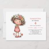 Fée Radieuse Invitation Anniversaire Fleur pastel (Devant)