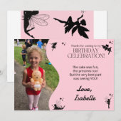 Fée rose Carte de remerciements d'anniversaire (Devant / Derrière)