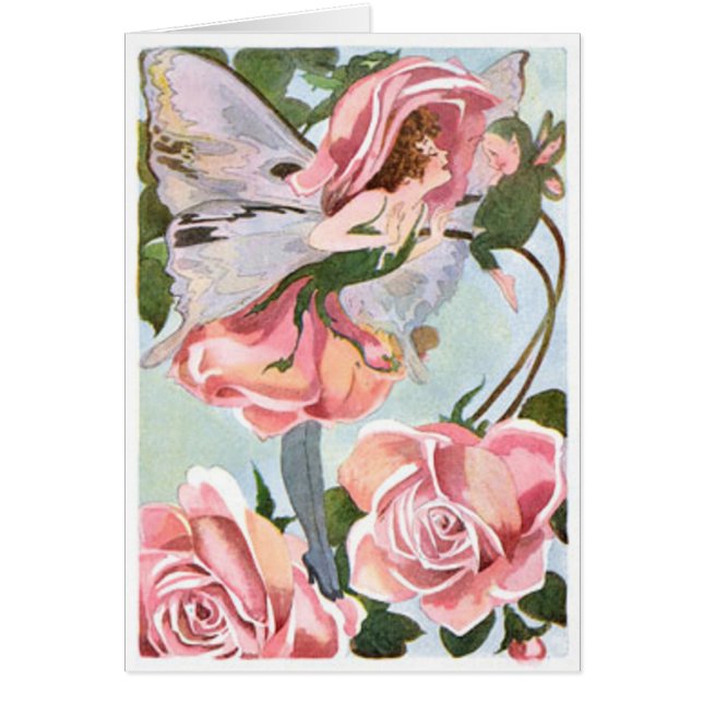 Fée rose de fleur - carte (Devant)