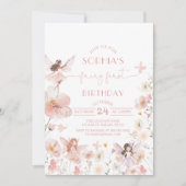 Fée rose Fée premier anniversaire Invitation (Devant)