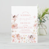 Fée rose Fée premier anniversaire Invitation (Debout devant)