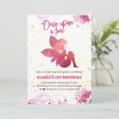 Fée rose Floral 1er anniversaire Invitation (Debout devant)