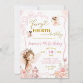 Fée rose quatrième fille Invitation anniversaire (Devant)