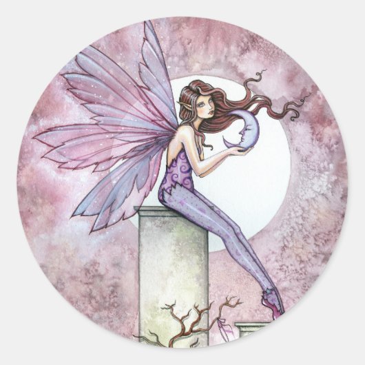 Fée Rose Violet avec Autocollants de Lune (Devant)