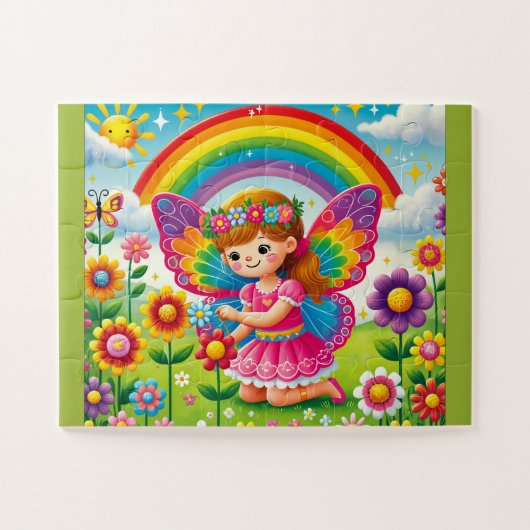 "FÉE SOURIANT RAMASSANT FLEUR" PUZZLE (Horizontal)