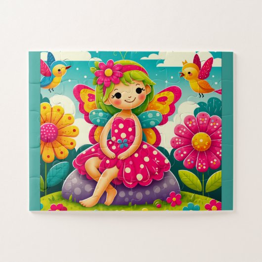 "FÉE SOURIANTE ET OISEAUX" - PUZZLE À ENCASTRER (Horizontal)