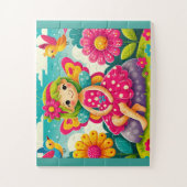 "FÉE SOURIANTE ET OISEAUX" - PUZZLE À ENCASTRER (Vertical)