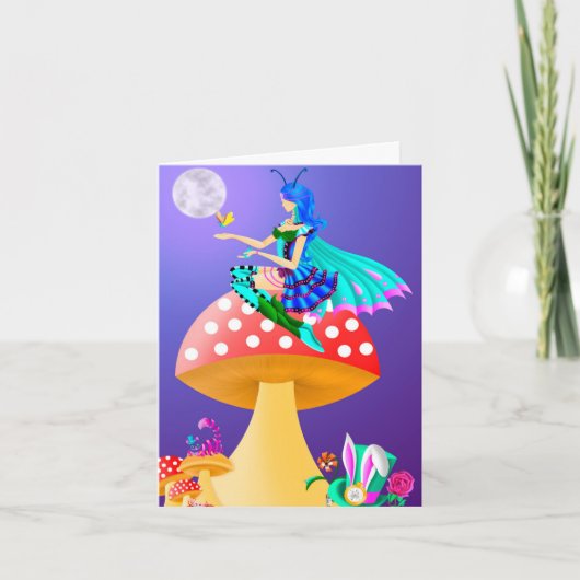 Fée sur carte de vœux champignon (Devant)