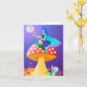 Fée sur carte de vœux champignon (Fleur jaune)