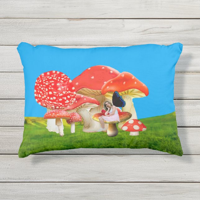 Fée sur Toadstool Coussin extérieur Accent (Devant)