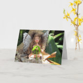 Fée verte avec semis Carte d'anniversaire (Fleur jaune)
