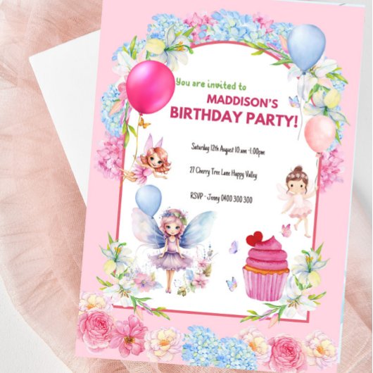 Fée Whimsical Invitation Anniversaire Pour Filles