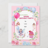 Fée Whimsical Invitation Anniversaire Pour Filles (Devant)