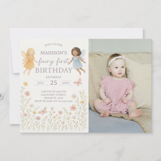 Fée Whimsical Invitation d'anniversaire (Devant)