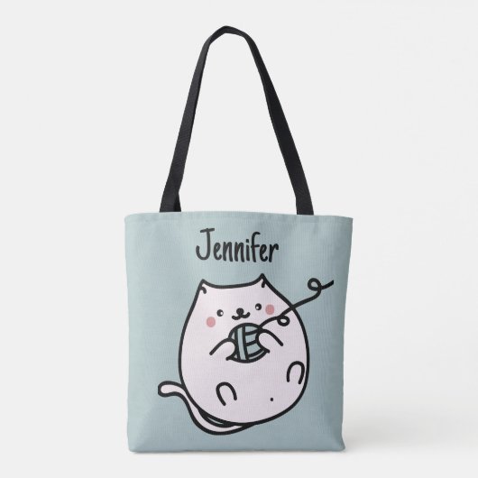 Feed Cat Knit Slaap Breister Canvas tas (Achterkant)