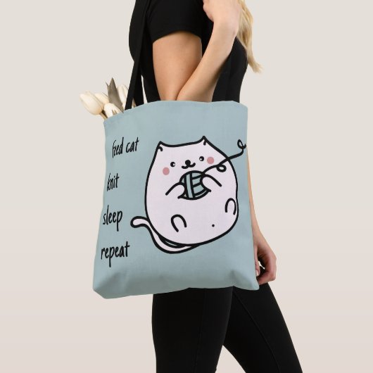 Feed Cat Knit Sleep Knitter Tote Bag (De près)