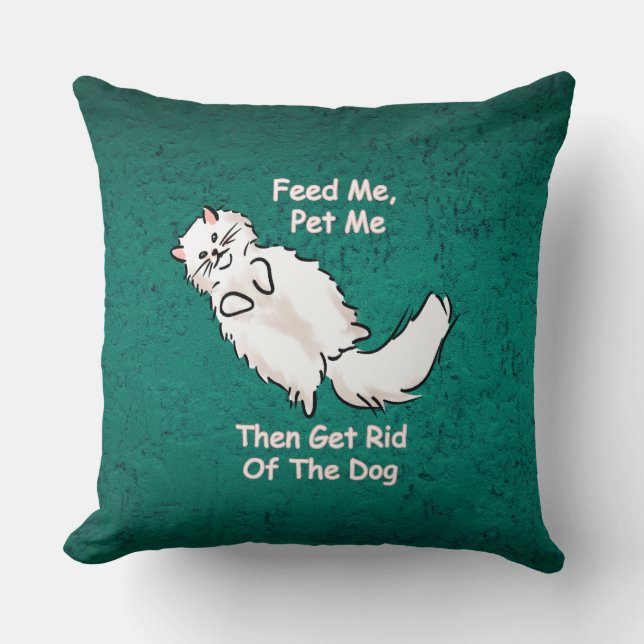 Feed Me, Pet Me Cat Throw Pillow  Kussen (Voorkant)