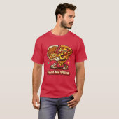 Feed Me Pizza Funny Retro Pizza Shirt (Voorkant volledig)