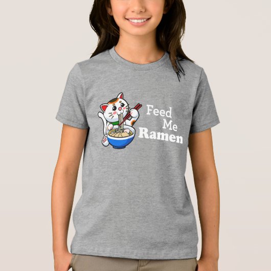 Feed Me Ramen- Schattige Cat Tri-Blend Shirt (Voorkant)