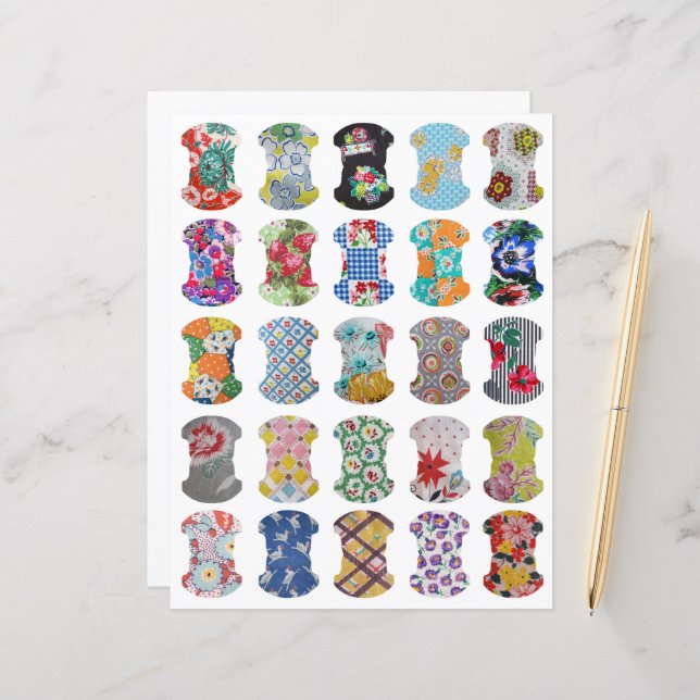 Feed Sack Whale Tail Journal Tabs Clipart Sheet (Voorkant / Achterkant in situ)