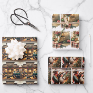 Feed Store Cowboy Pet Decorating Tree Christmas Inpakpapier Vel