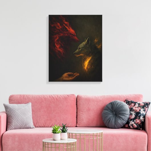 Feed the Right Wolf – Symbolic Canvas Art (Insitu (Woonkamer))