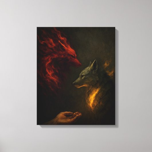 Feed the Right Wolf – Symbolic Canvas Art Afdruk (Voorkant)