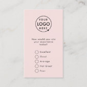 Feedback | Moderne minimale roze Logo enquête Kaar Visitekaartje (Voorkant)
