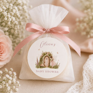 Feeën Bos Meisje Roze Baby Shower Feest Ronde Sticker