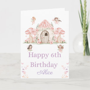 Feeën en een feeënhuisje Gefeliciteerd met je 6e v Kaart