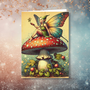 feeën en paddenstoelen Happy Birthday Kaart
