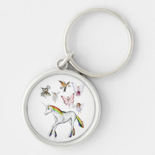 Feeën kleuren de eenhoorn sleutelhanger