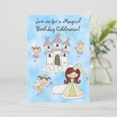 Feeën, Prinses en Kasteel Verjaardag Uitnodiging (Staand voorkant)