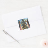  feeën versieren de kerstboom vierkante sticker (Envelop)