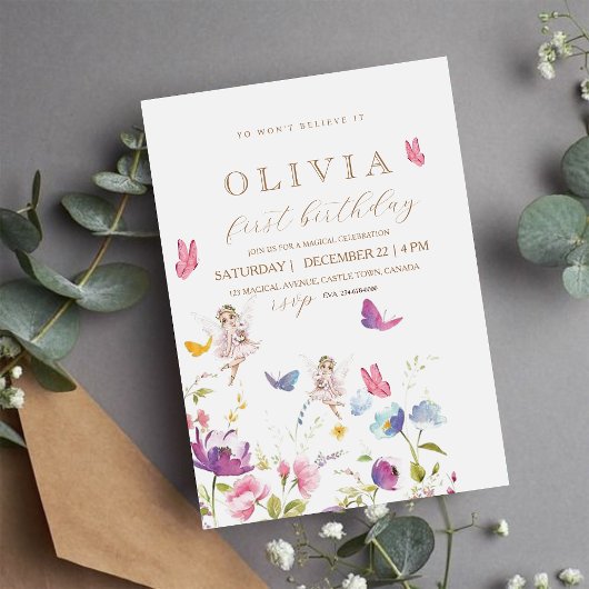 Feeënprinses Bloementuin Meisjes Verjaardagsfeestj Kaart