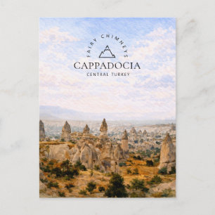 Feeënschoorsten Cappadocië Turkije Aquarel Feestdagenkaart