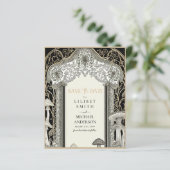 Feeërachtige uitnodiging met zwarte goudkleurige b (Staand voorkant)