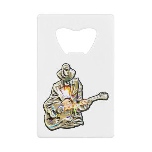 Feel the Blues - Artistiek gitaarontwerp Kredietkaart Flessenopener