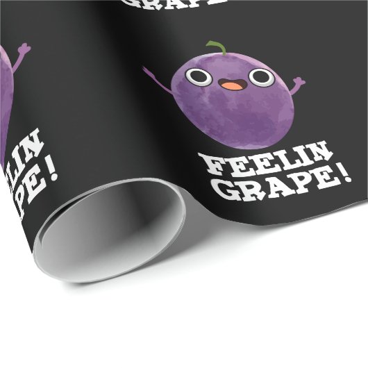Feelin Grape Funny Fruit Pun Dark BG Cadeaupapier (Rol Hoek)