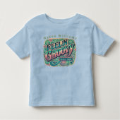 Feelin' Groovy Retro 70s  Psychedelic Blue Kinder Shirts (Voorkant)