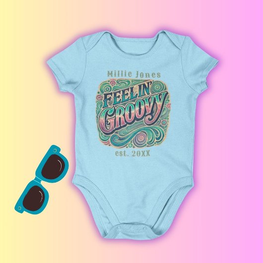 Feelin' Groovy Retro 70s  Psychedelic Blue Romper